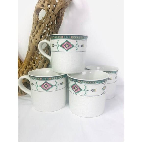 4 Vintage Studio Nova Adirondack Y2201 Aztec Southwest Coffee Tea Cups  3" - Picture 1 of 8